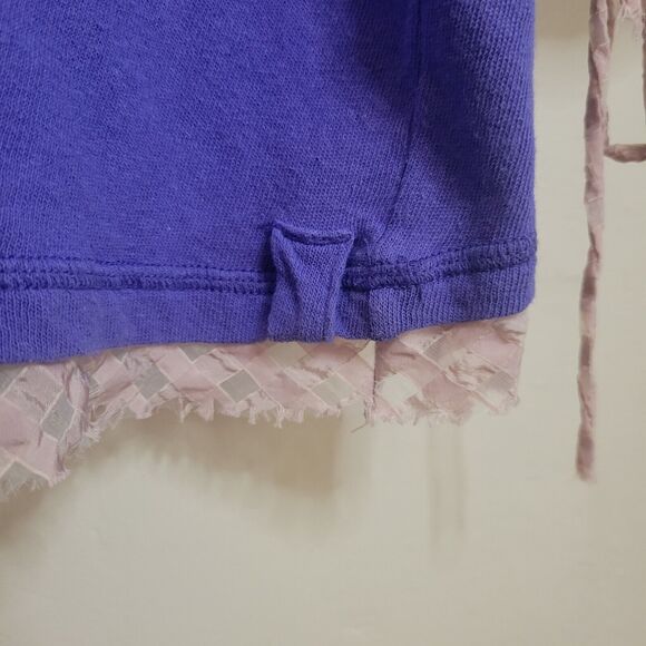 Free People Just Met‎ Tee in Sport Combo Purple Pink Ruffle Sleeves Small - Picture 7 of 14